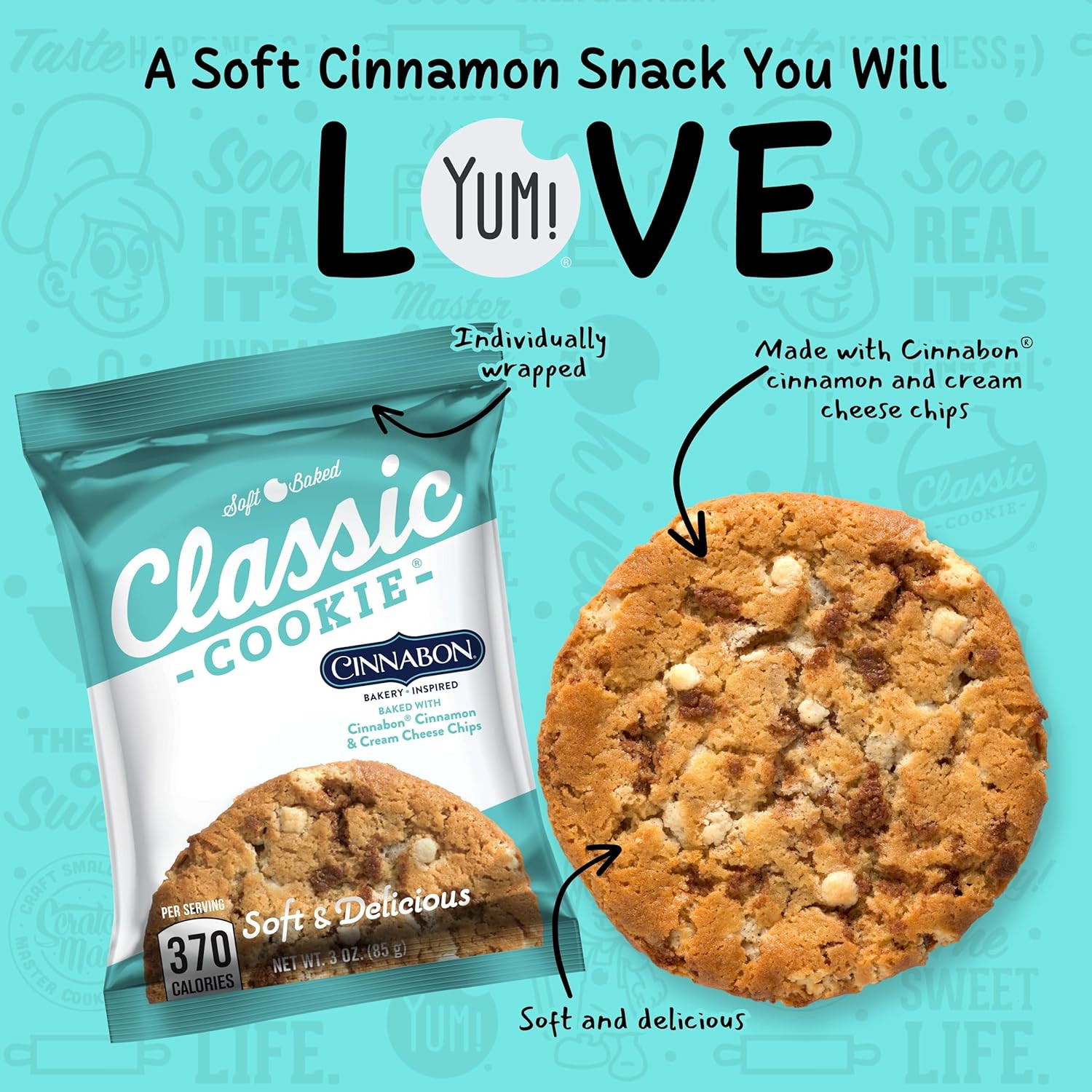 , Soft Baked Cookie, Cinnabon® Cookie 3Oz, 8 Count Pack