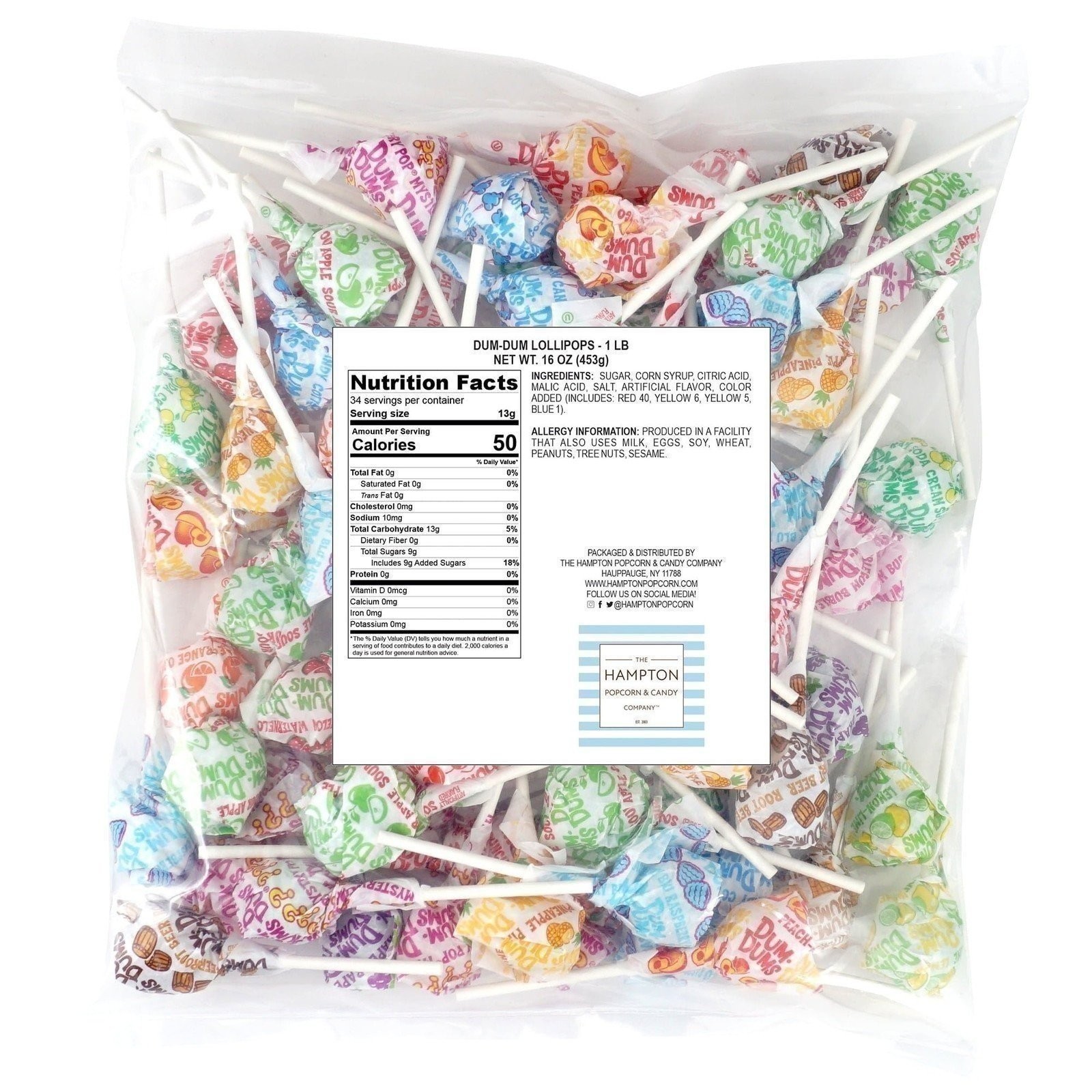 DUM DUMS Original Mix Lollipops, 1 lb Bag (60 Pieces Approx.), Gluten Free…