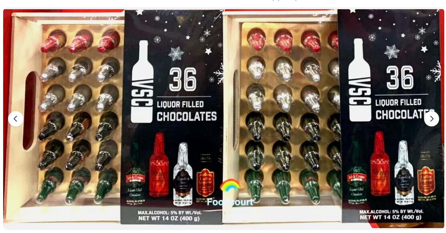 2 Packs VSC Liquor Filled Chocolates Gift Wooden Box 36ct 14oz Each, Total 72 ct