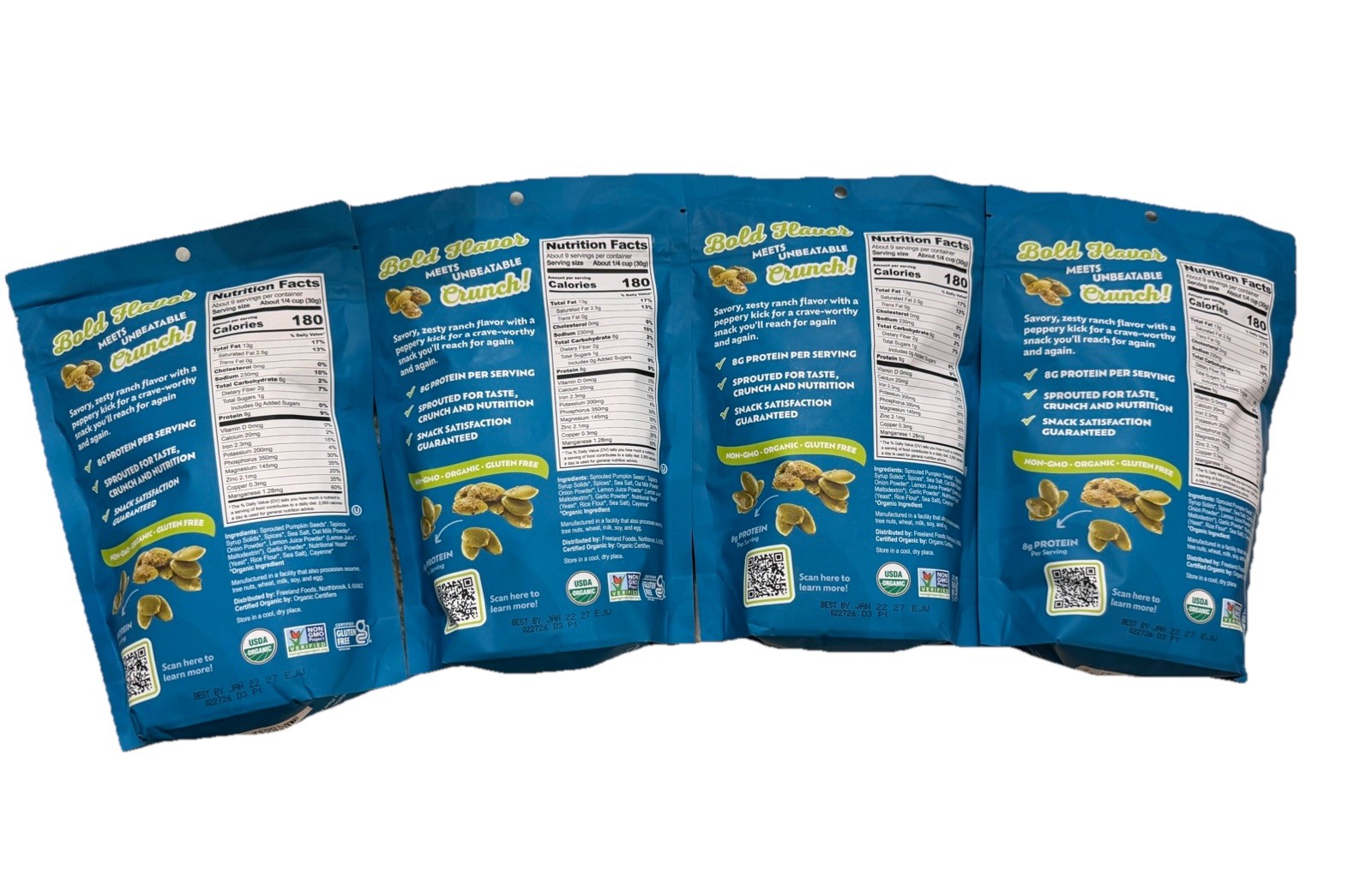 Go Raw Organic Super Crunch Sprouted Pumpkin Seeds- Peppercorn Ranch (Pack Of 4)
