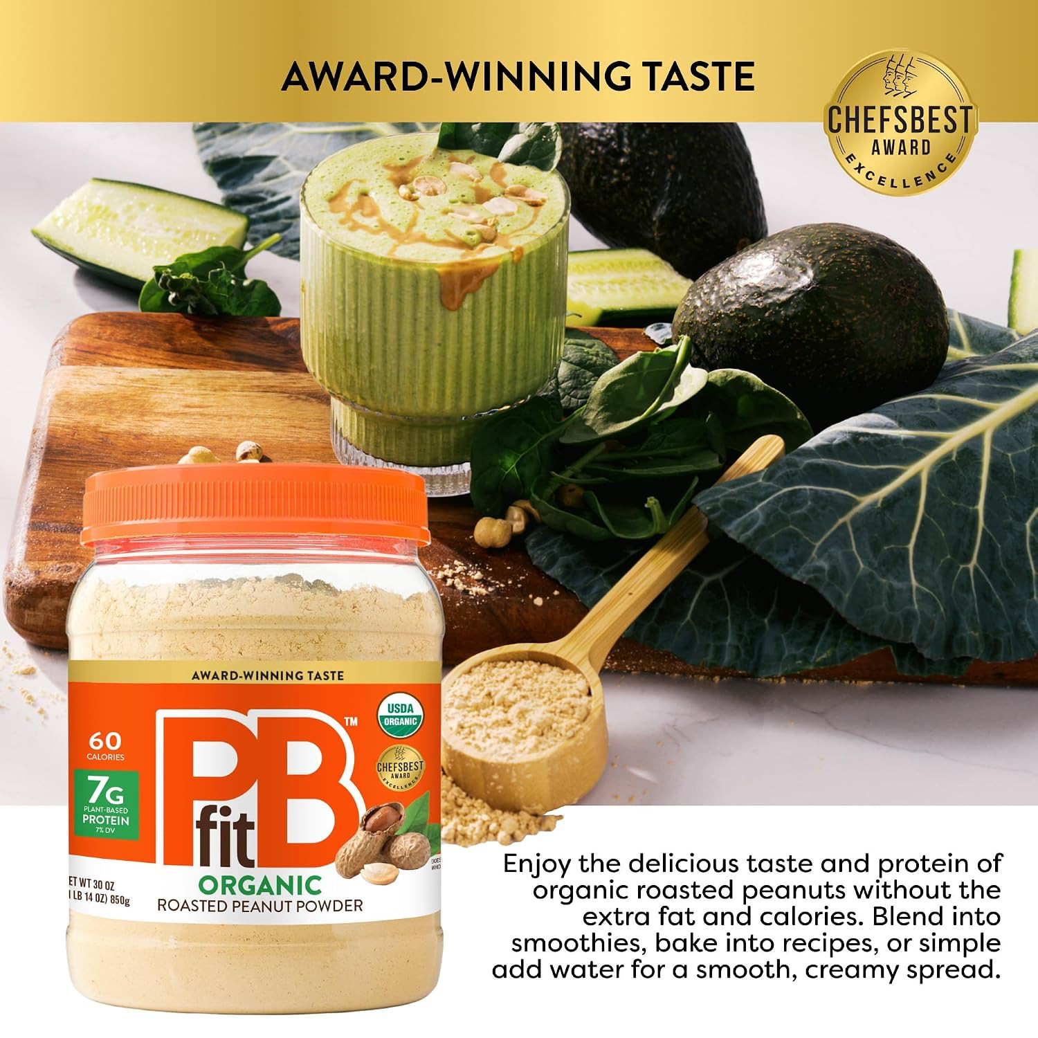 30 Ounce Organic Peanut Butter Powder, Powdered Peanut Spread from Real Roasted