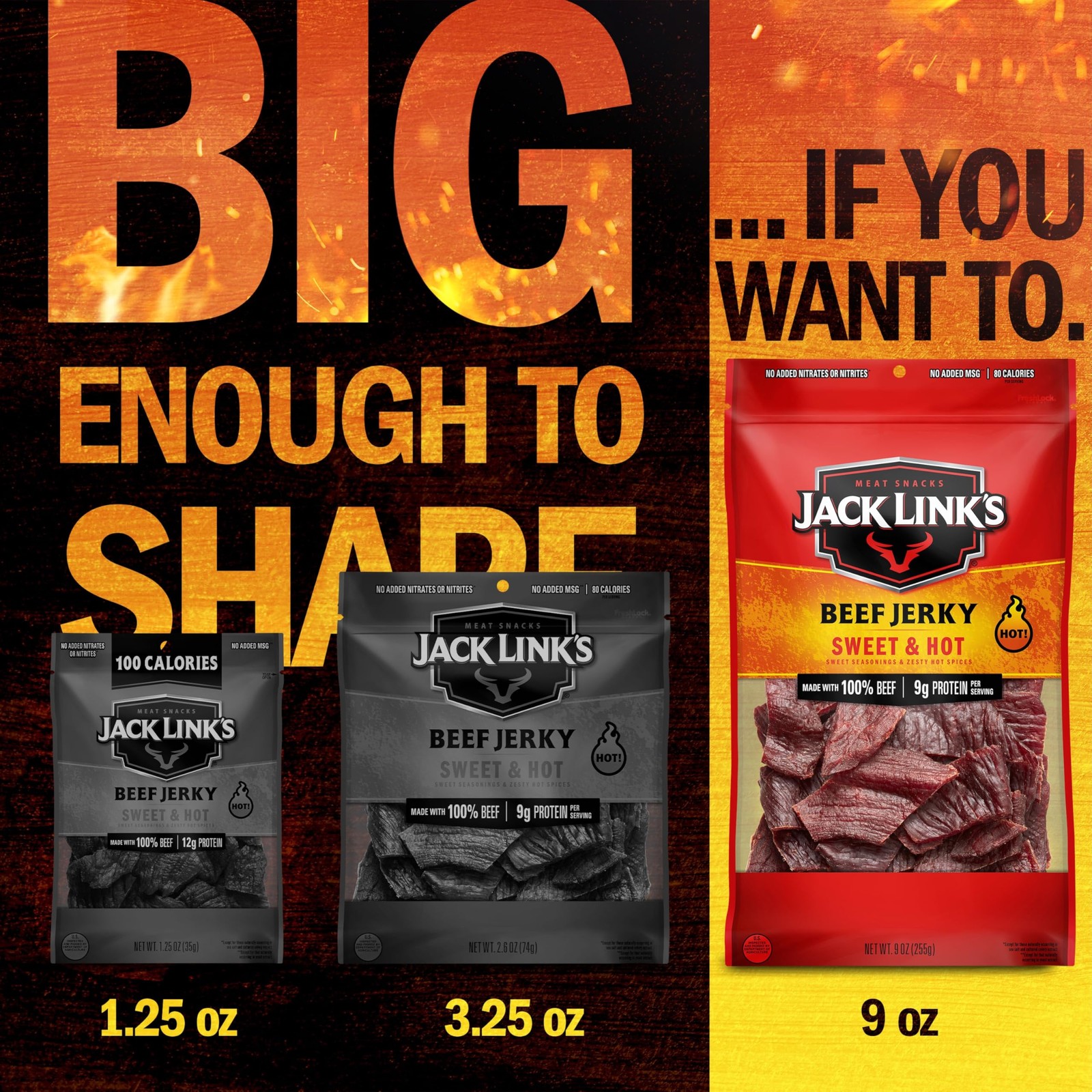 Beef Jerky, Sweet & Hot, Large Jerky Bags – Flavorful Meat Snacks, Ready to E…