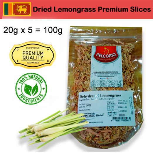 100% Organic Dried Lemongrass Premium Slices free shipping 20g x 5 packs = 100 g