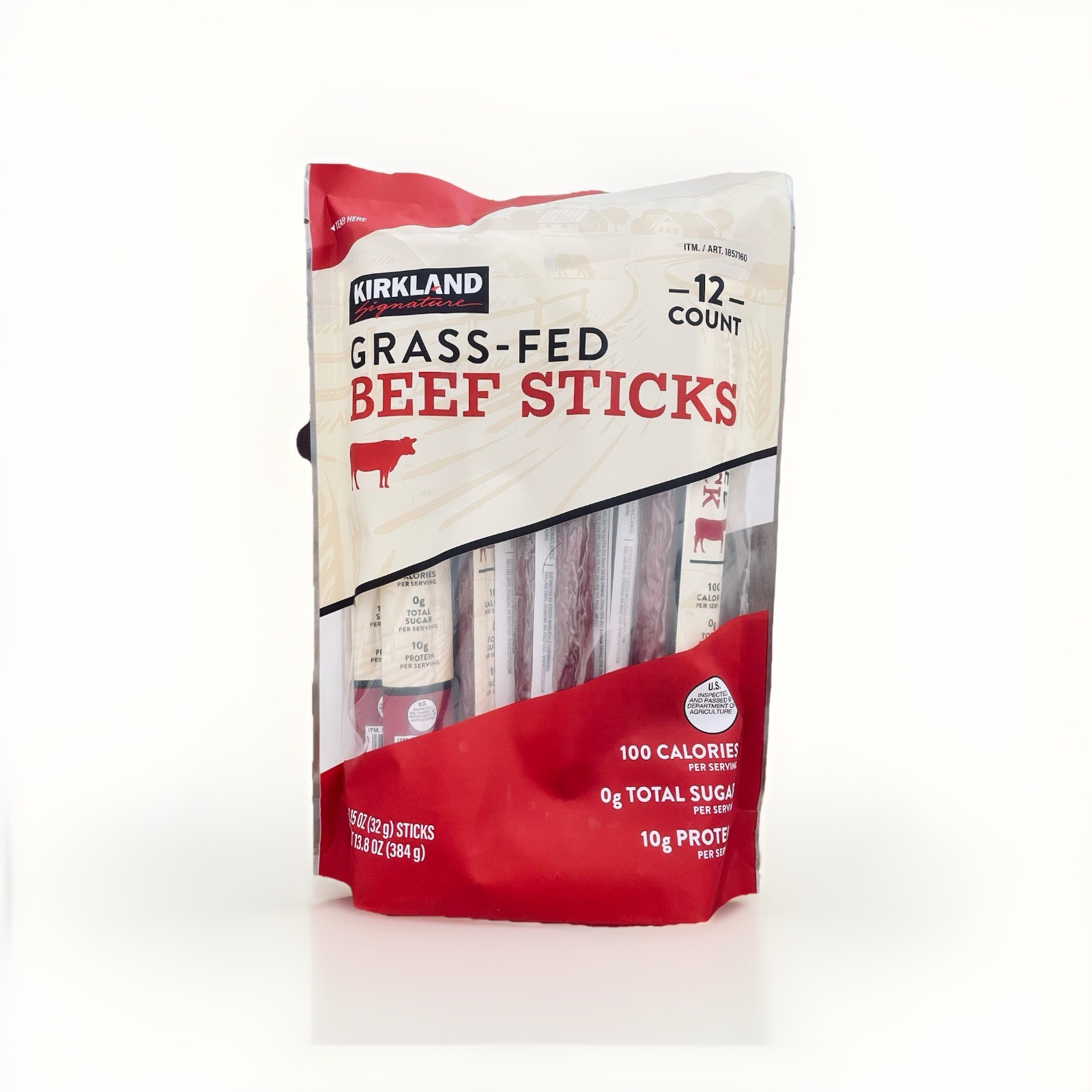 Kirkland Signature Grass-fed Beef Sticks 1.15 Oz 12-Count EXP 02/27