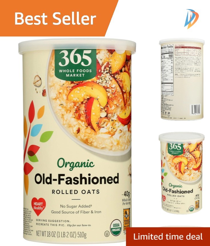 Heart-Healthy Organic Rolled Oats, 18oz – Ideal for Delicious Hot Cereals