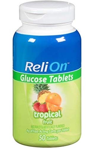 ReliOn Glucose Tablets Bundle of Fruit Punch, 50 Count (Pack 5), Orange