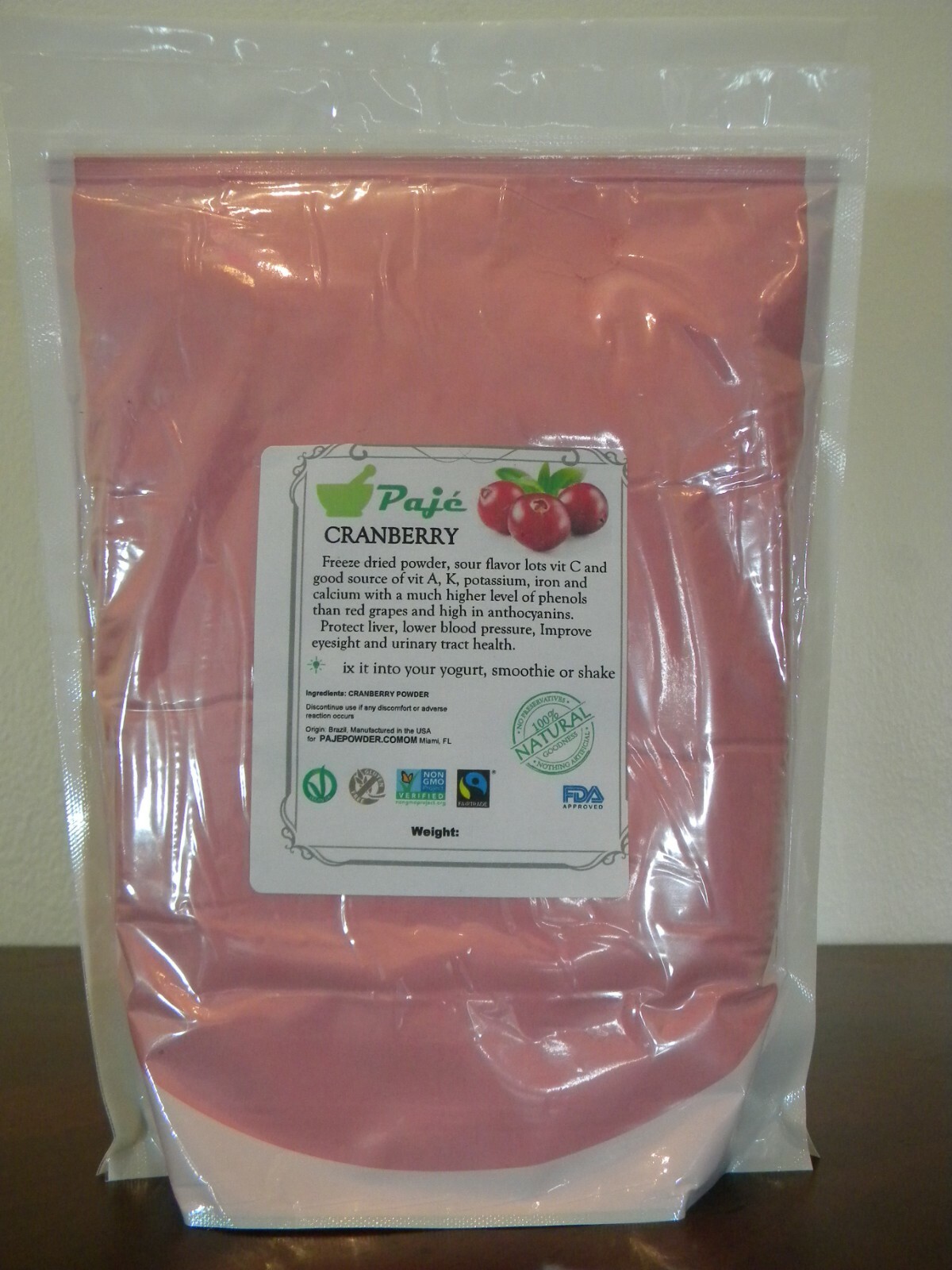 CRANBERRY powder 8oz 16oz 1lb 32oz 2lb 4lb 10lb FREEZE DRIED PAJE