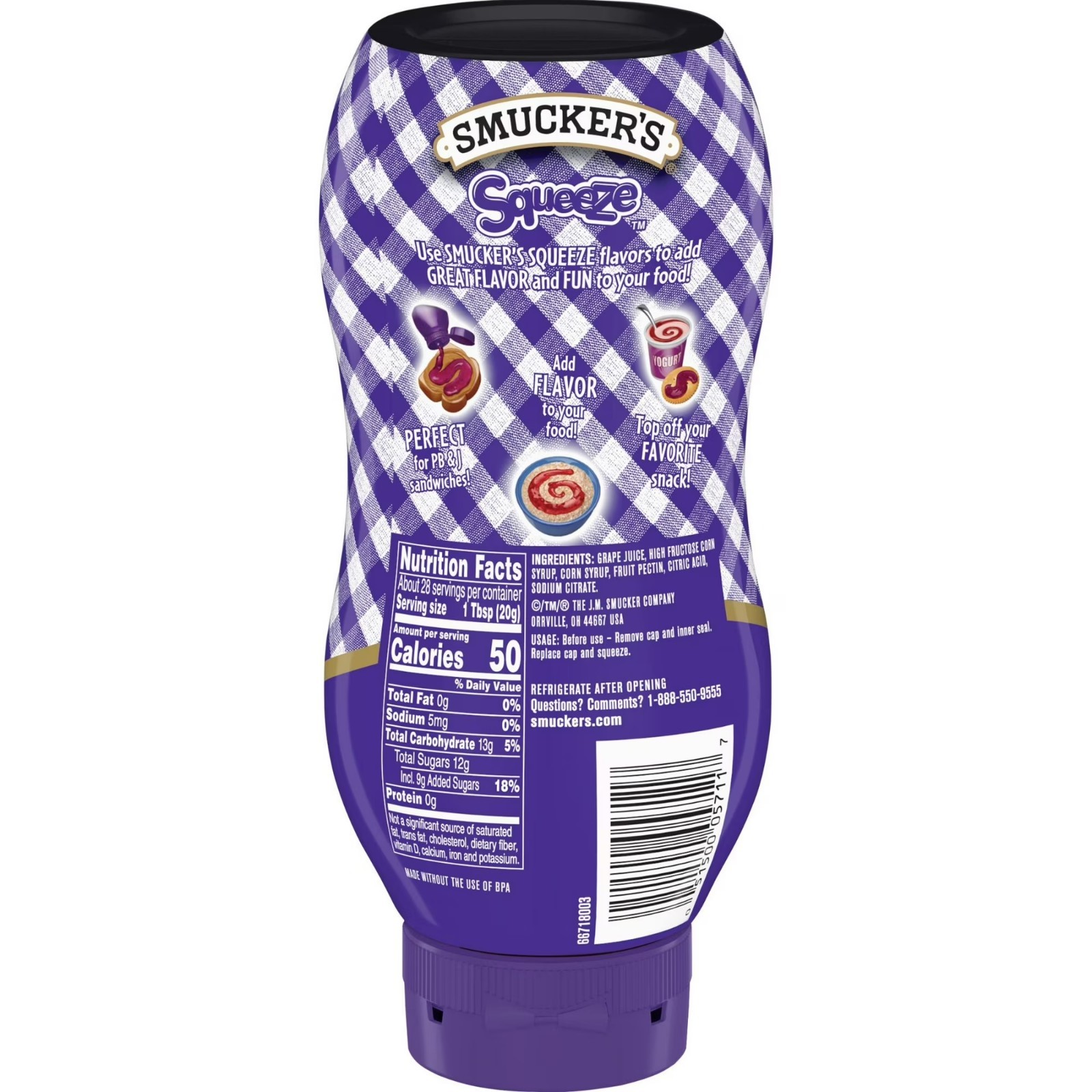 (2 pack) Smucker’s Squeeze Grape Jelly, 20 oz…