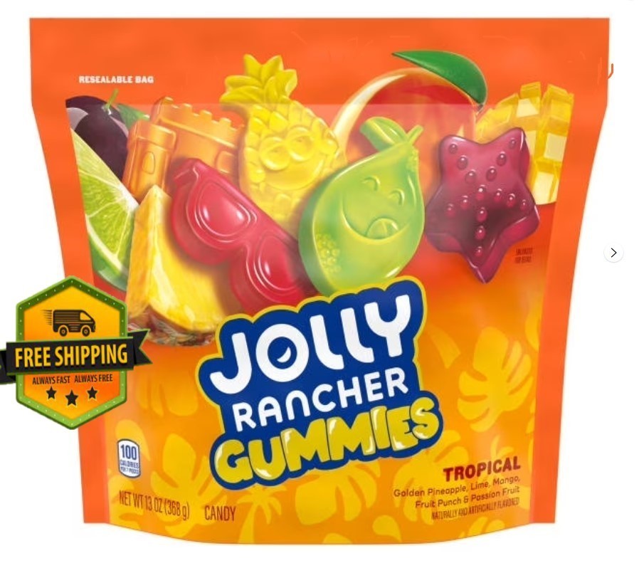 JOLLY RANCHER Tropical Fruit Flavored Gummies, 13 oz Bag