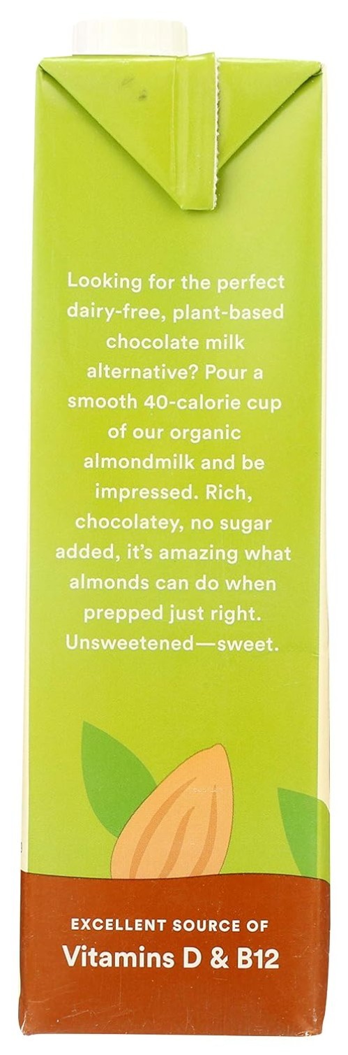 Organic Unsweetened Chocolate Almond Milk (32 Fl Oz, Pack of 6) – Delight