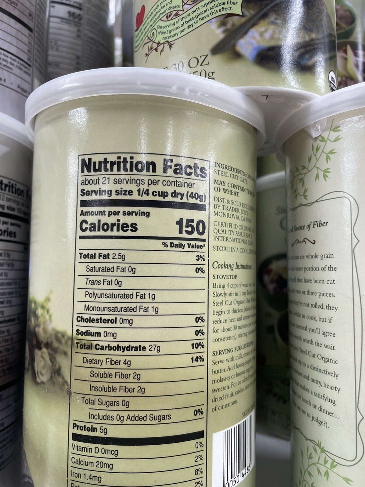 2 Packs Trader Joe’s Organic Steel Cut Oats 30 oz Each Pack