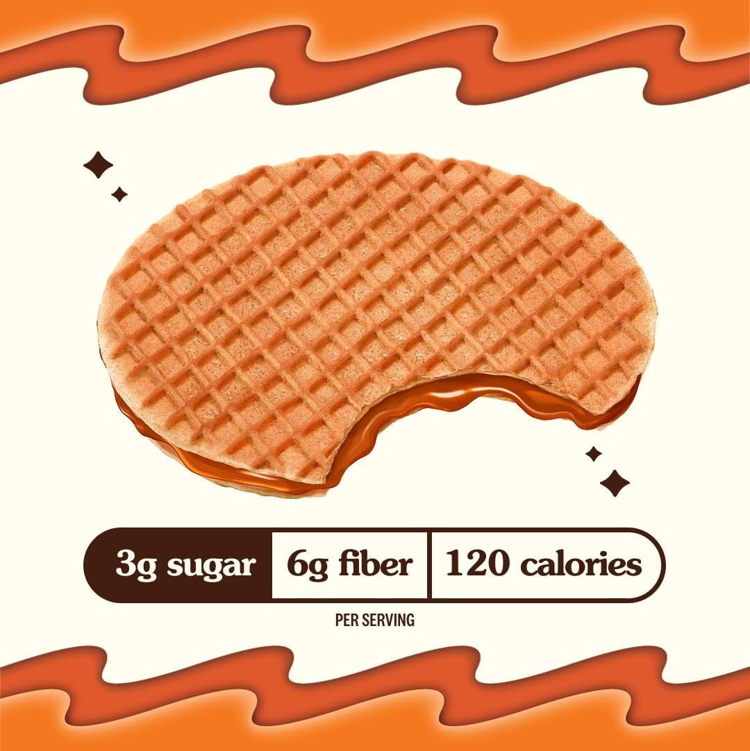 Keto-Friendly Dutch Caramel & Vanilla Stroopwafels – 12 Count – Non-GMO Snack