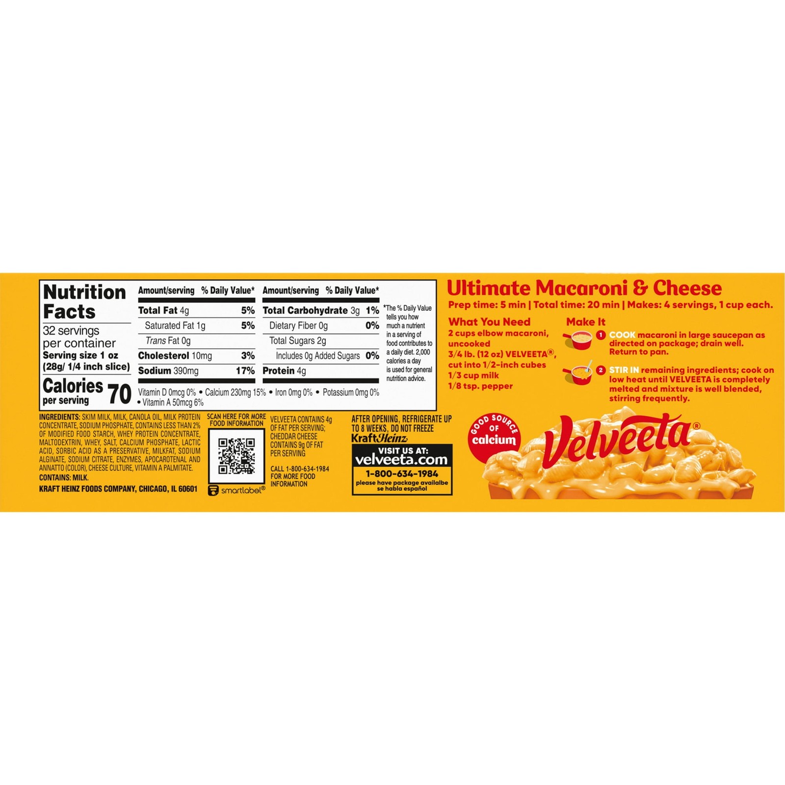 Velveeta Original Cheese Block 32 oz Smooth Melting Dip Sauce Classic Free Ship
