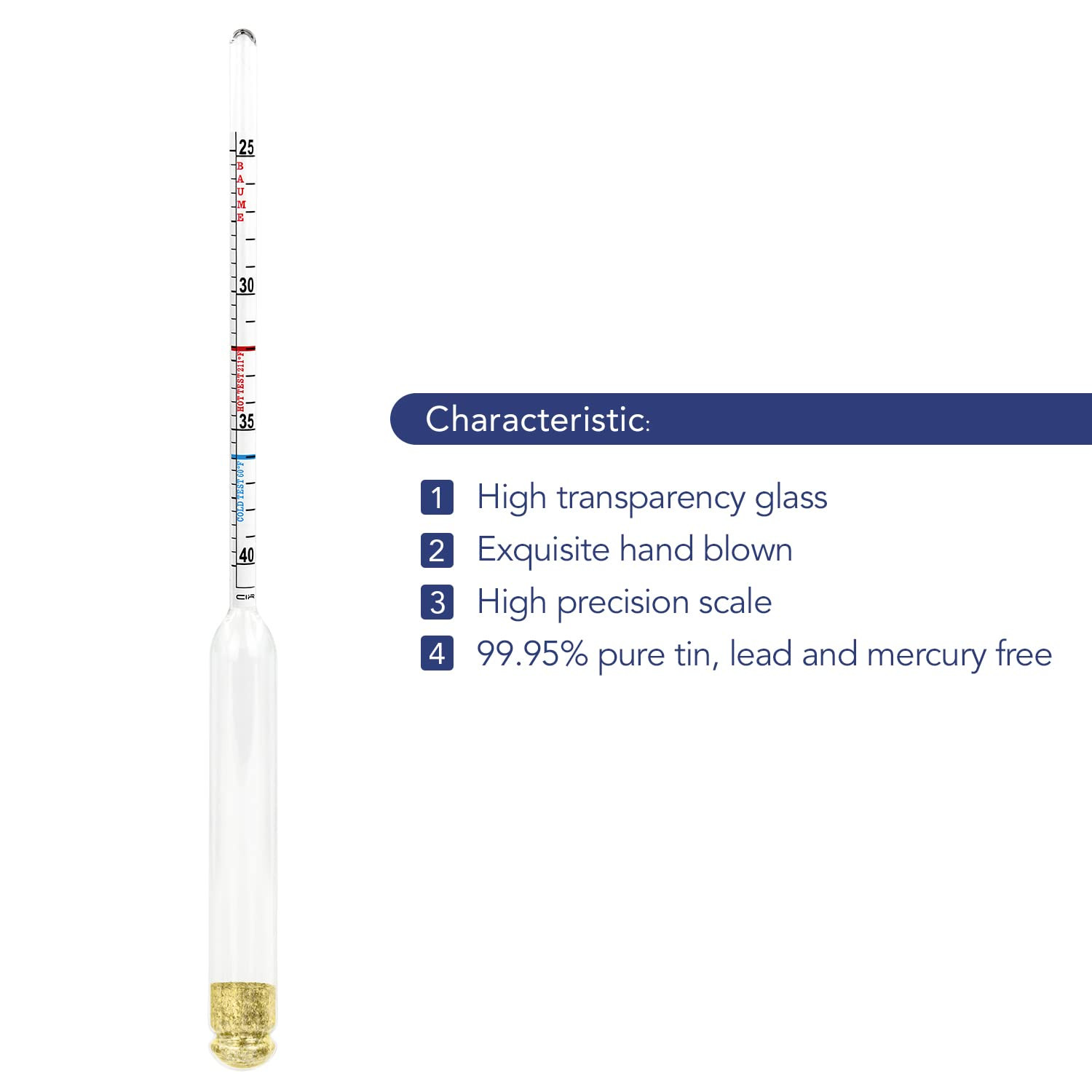 Maple Syrup Hydrometer with BRIX & Baume Scales, Density Meter for Sugar and Moi