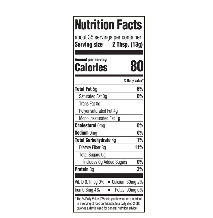 2 pk,Great Value Organic Ground Cold Milled Flax Seed,16 oz,453g,Allergen Free.