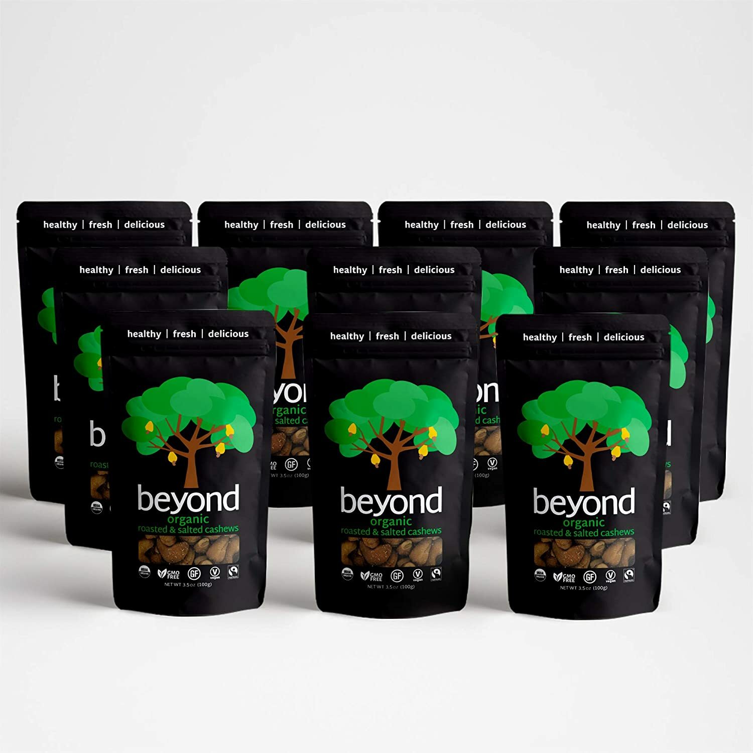 3.5 oz Organic & Fairtrade Roasted and Salted Cashews- 10 pack