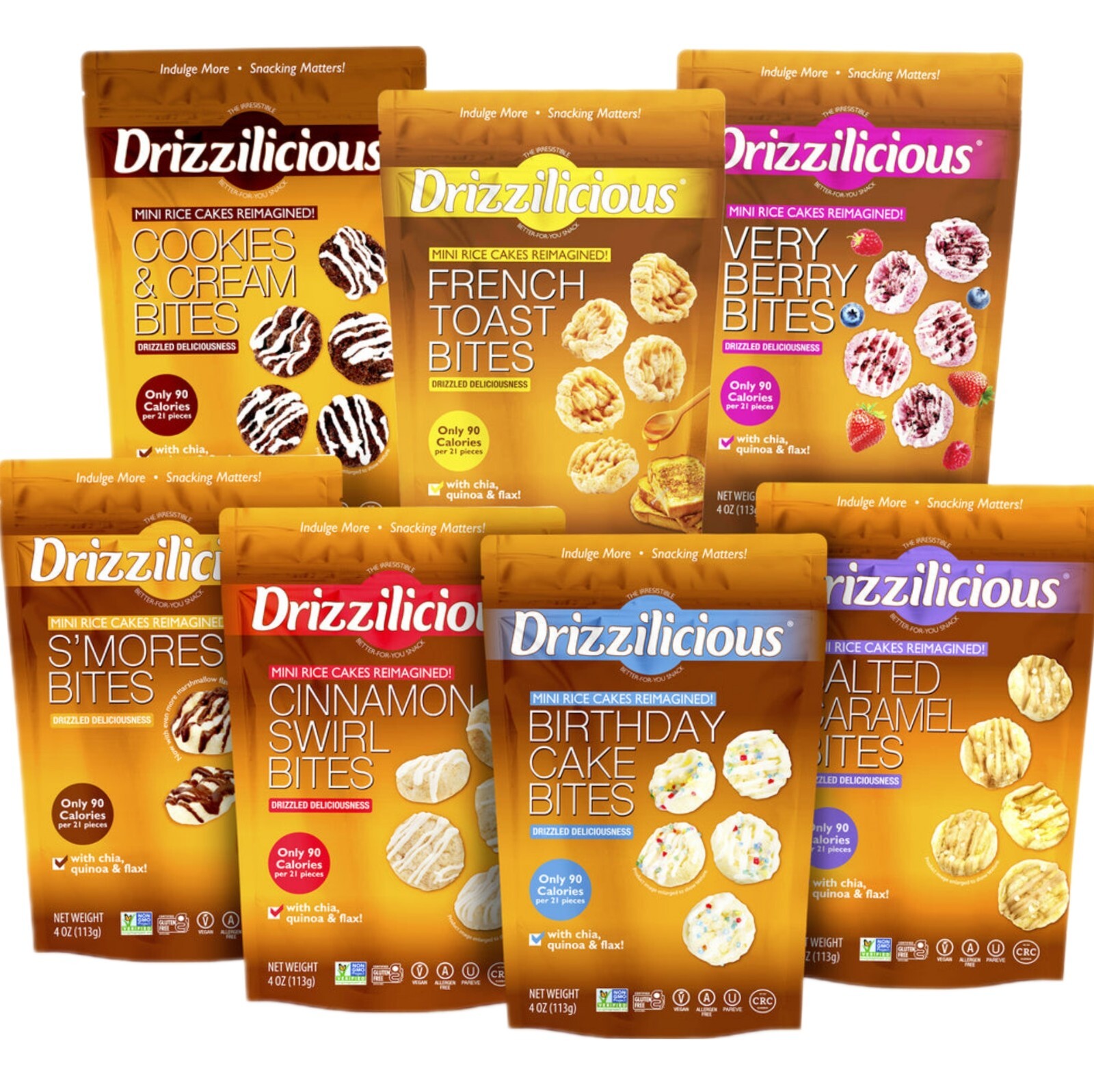 Drizzilicious Mini Rice Cake Healthy Crisps Snack Gluten Free Snacks