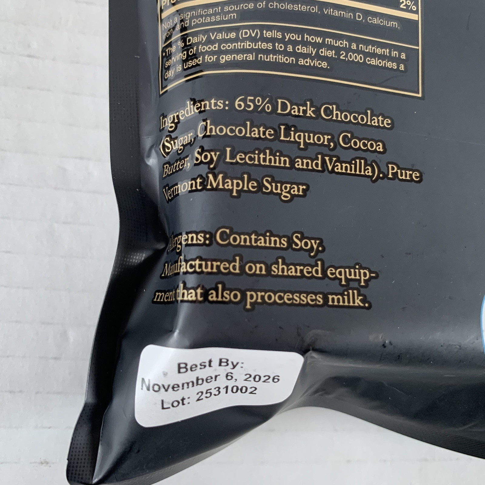 VERMONT Maple Bark Dark Chocolate with Maple Candy – 5 Oz (140g) BB 11/2026