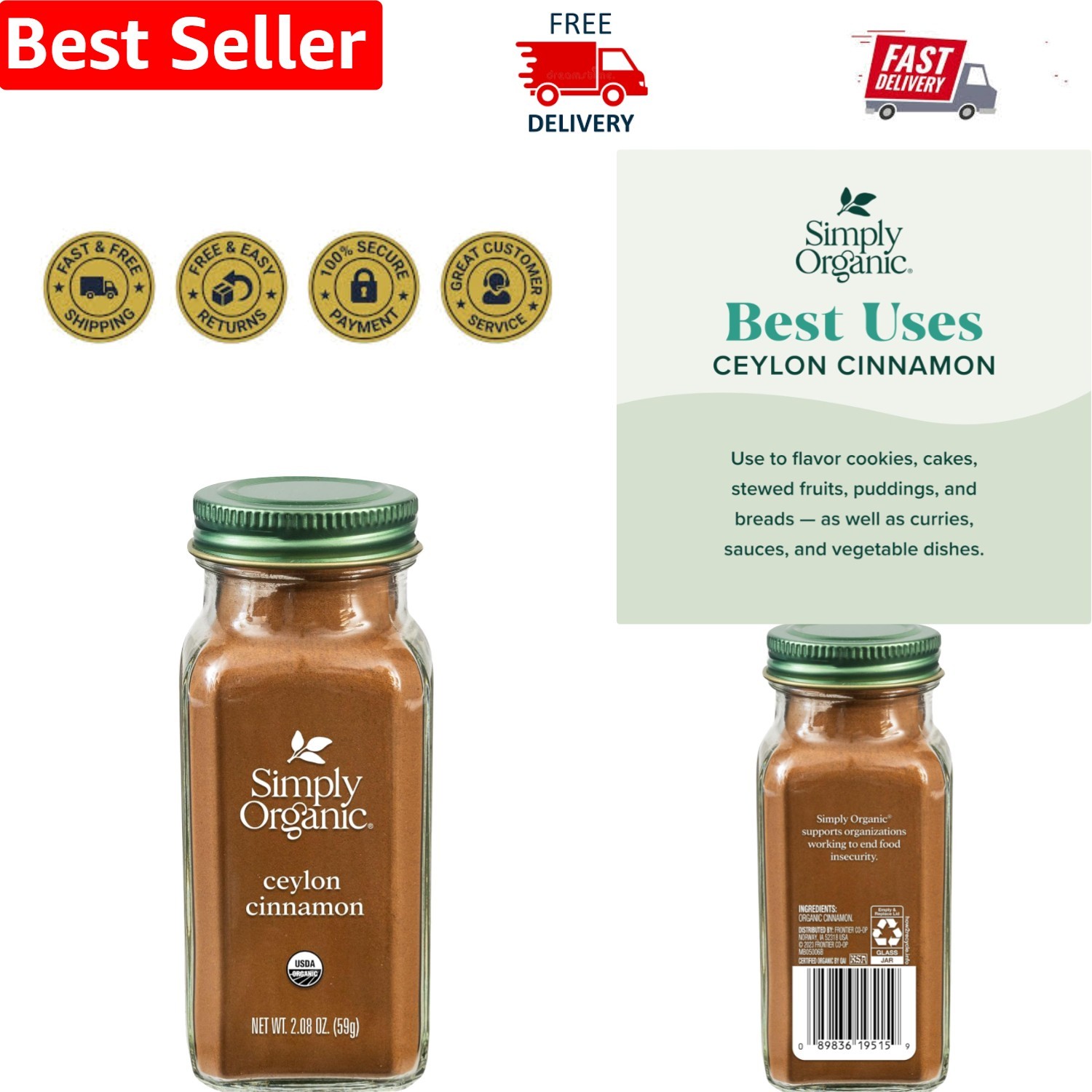2.08 Oz of Authentic Ground Ceylon Cinnamon – & Fair Trade Certified