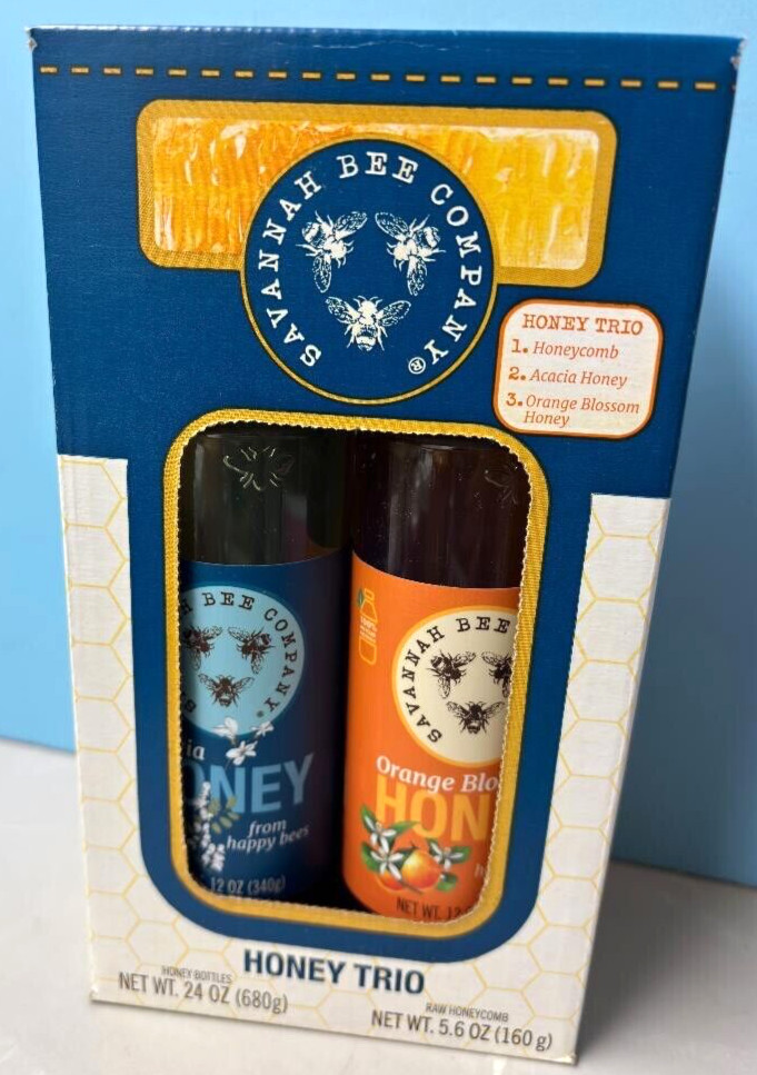 Savannah Bee Company Honey Trio – Honeycomb, Acacia Honey, Orange Blossom Honey