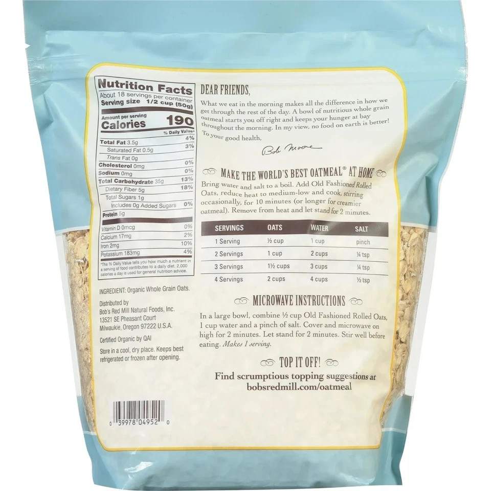 Bob’s Red Mill Old Fashioned Organic Rolled Oats 32 oz Pkg