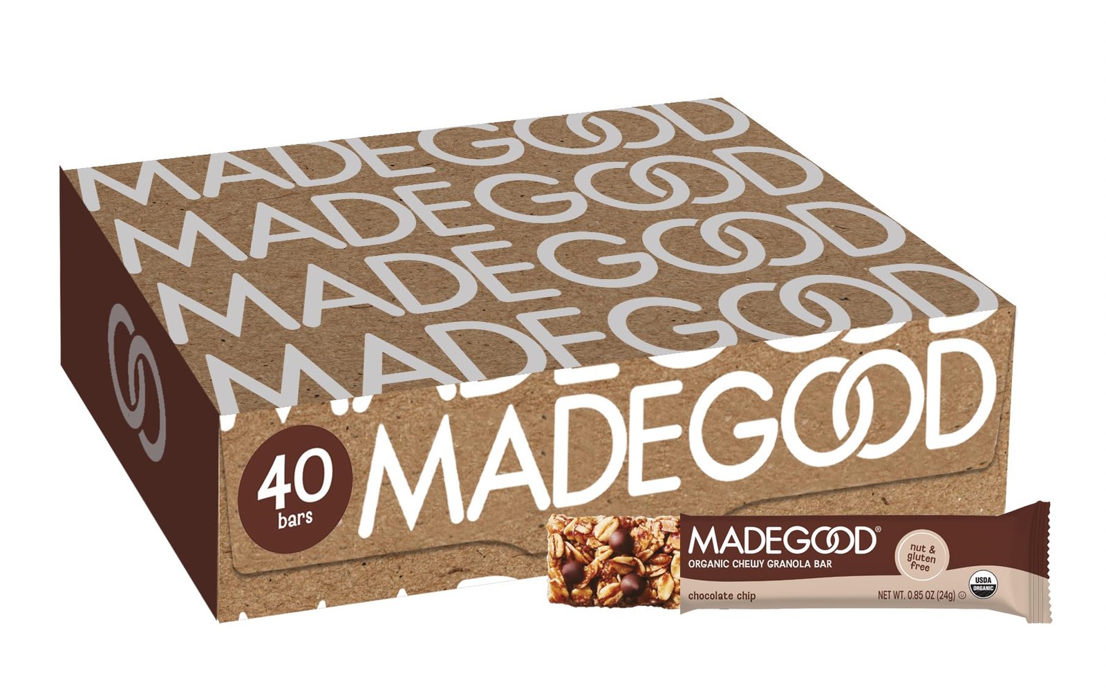 MadeGood Chocolate Chip Granola Bars 40 Count Gluten-Free Snack with Veg