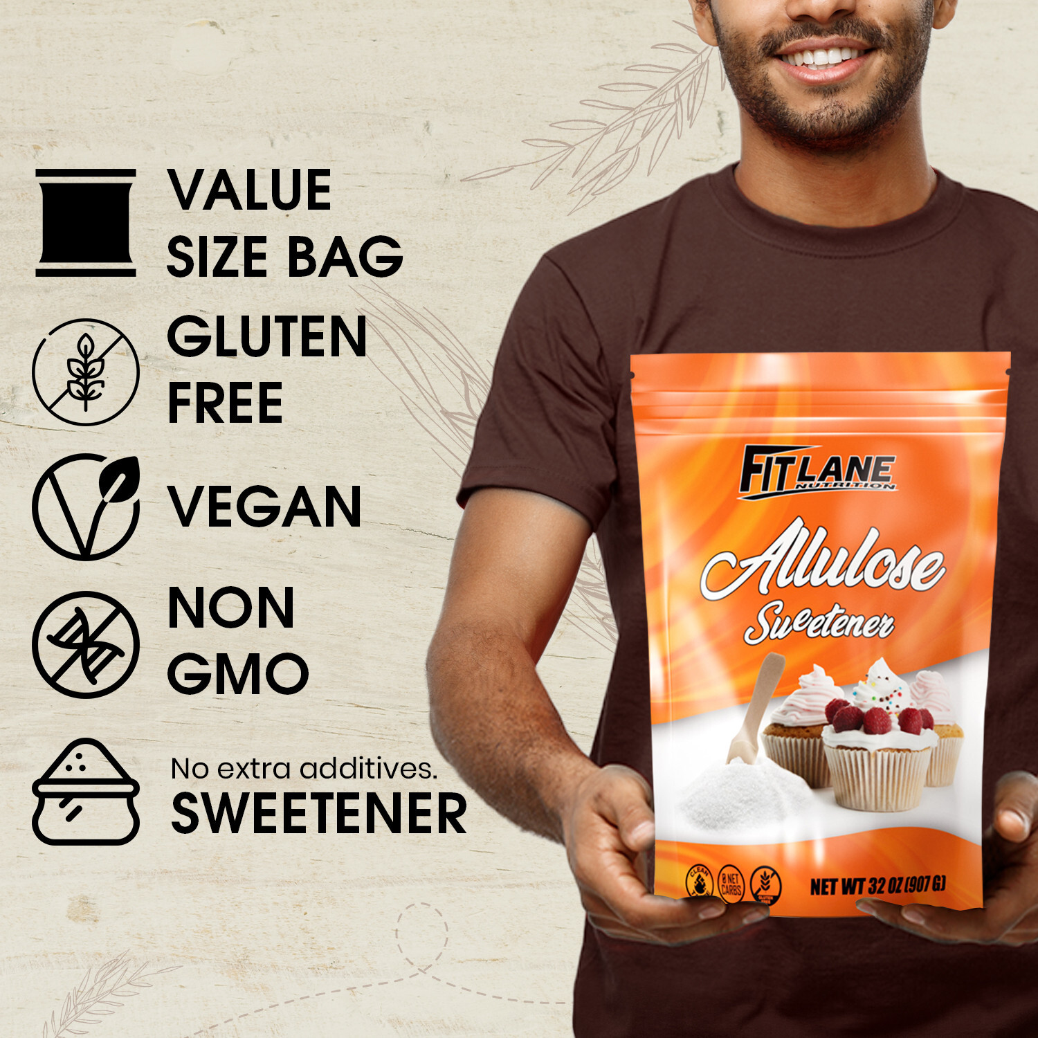 Allulose Sweetener 2 LBS, 100% Pure Zero Net Carb Natural Keto Sweetner