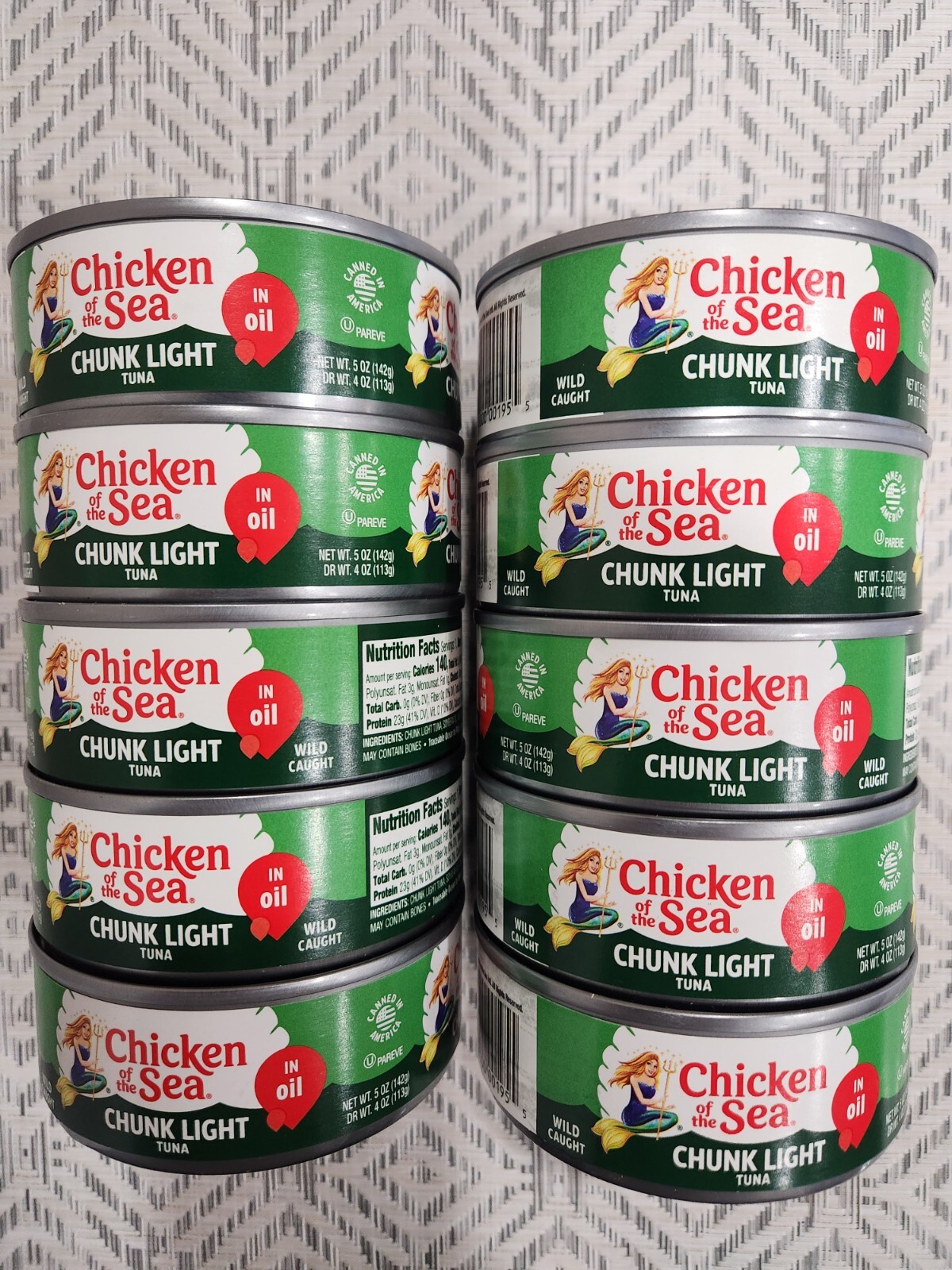 10 CANS BEST TUNA CHICKEN OF THE SEA CHUNK LIGHT TUNA IN OIL NET WT 5 OZ 12/2024