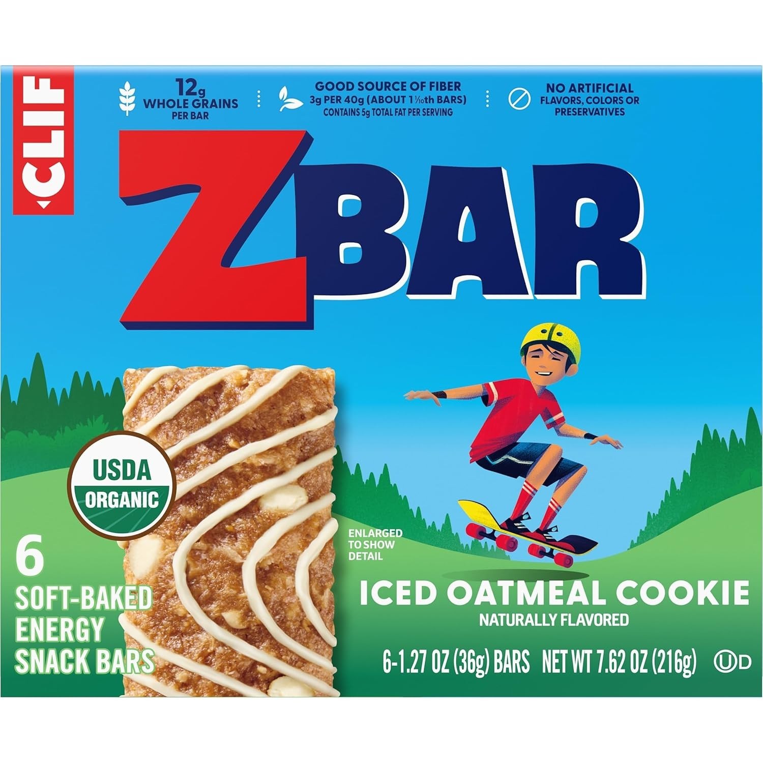 Zbar 6 Pack Soft-Baked Oatmeal Bars, 12g Whole Grains, USDA Organic