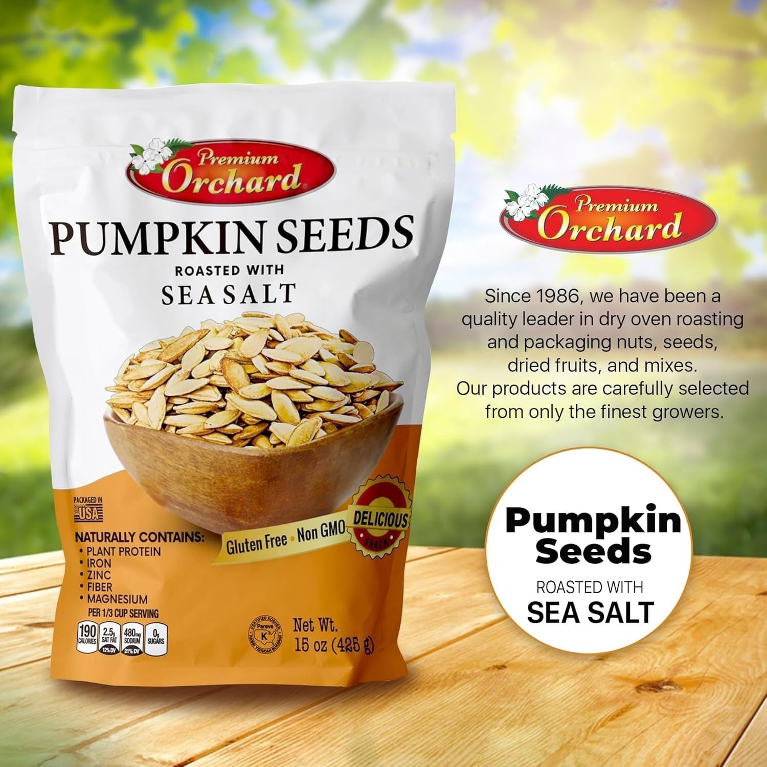 Premium Orchard Roasted Pumpkin Seeds – Salted, Vegan, Healthy Snack