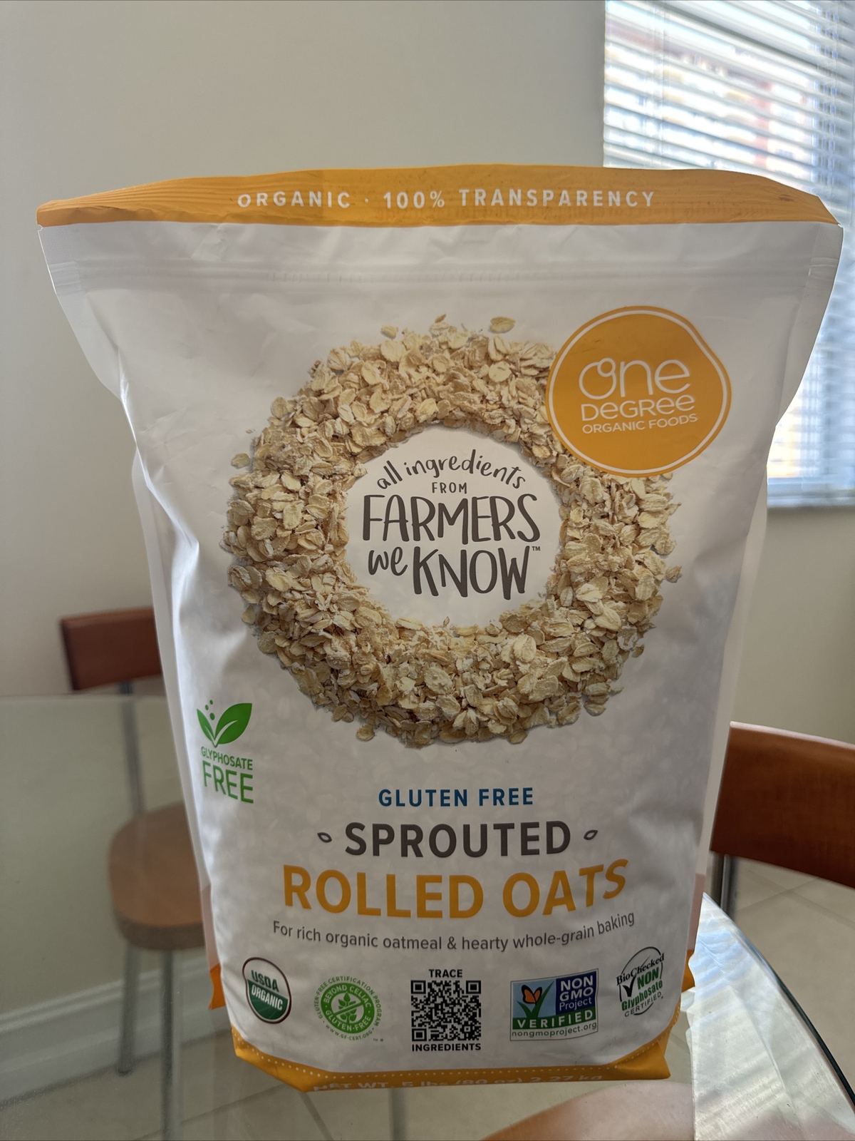 One Degree Gluten Free Sprouted Rolled Oats 5 lbs.