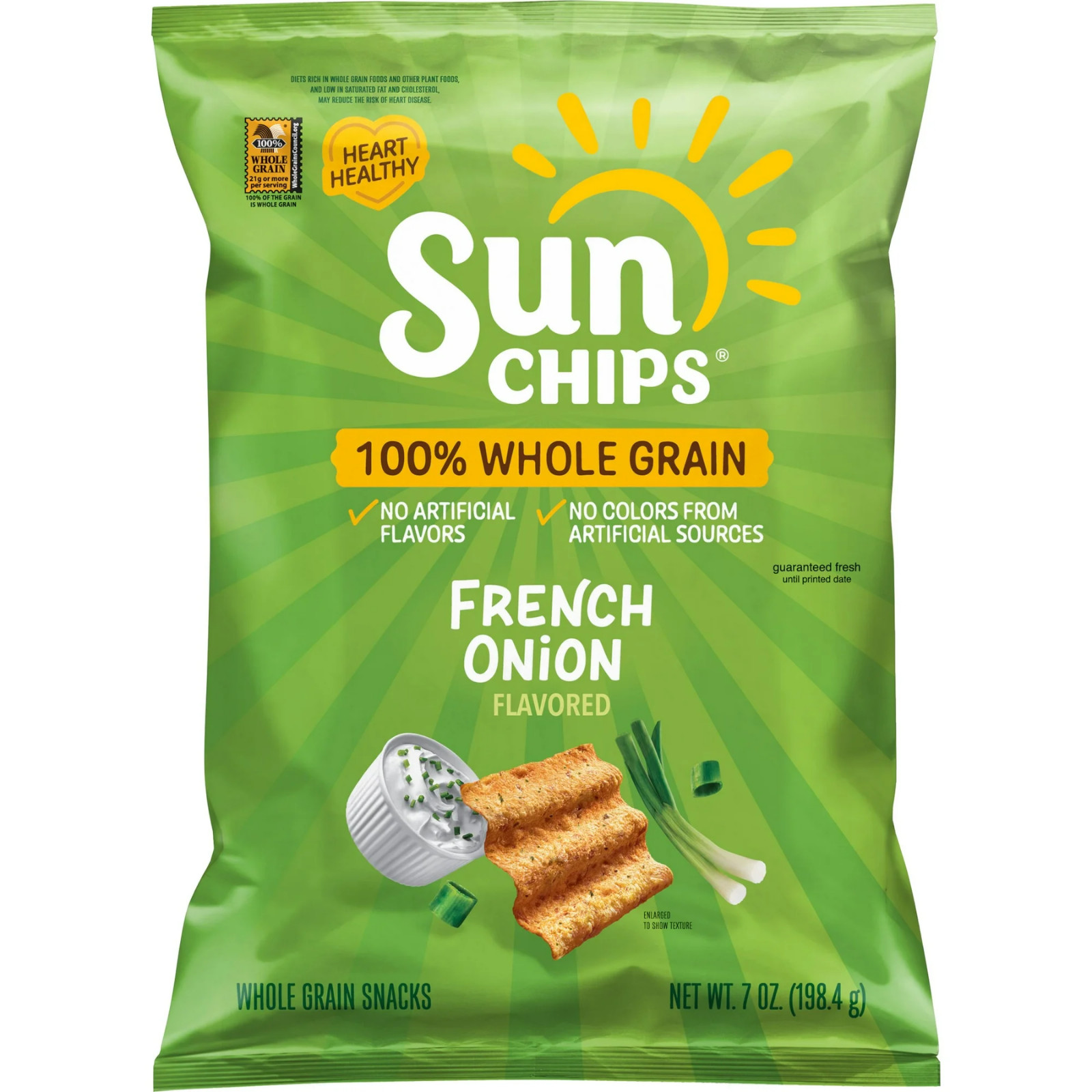 4-Pack SunChips French Onion Whole Grain Snacks – 7oz Bags – Healthy Snack Set