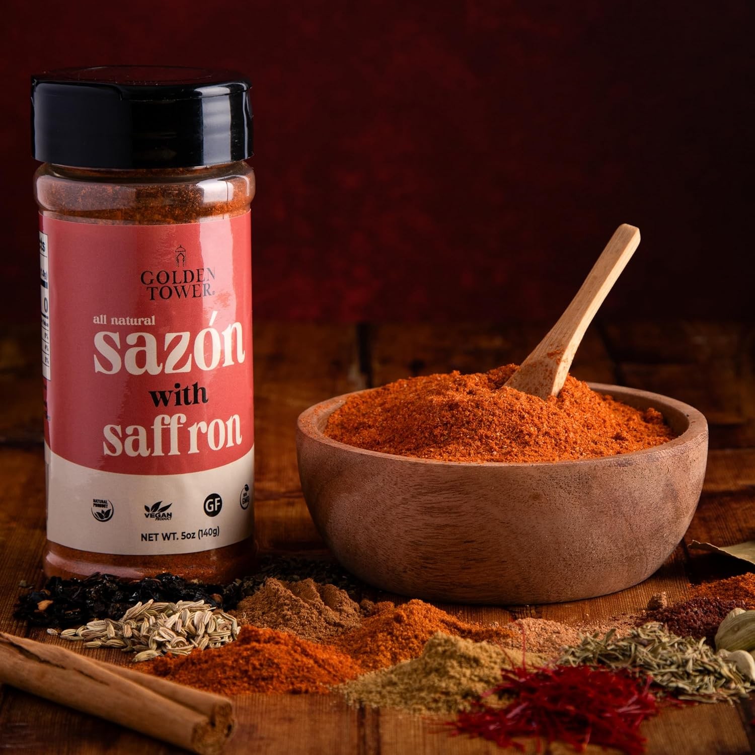 Golden Tower Sazon with Saffron – Sazón Seasoning, All Natural ingredients,