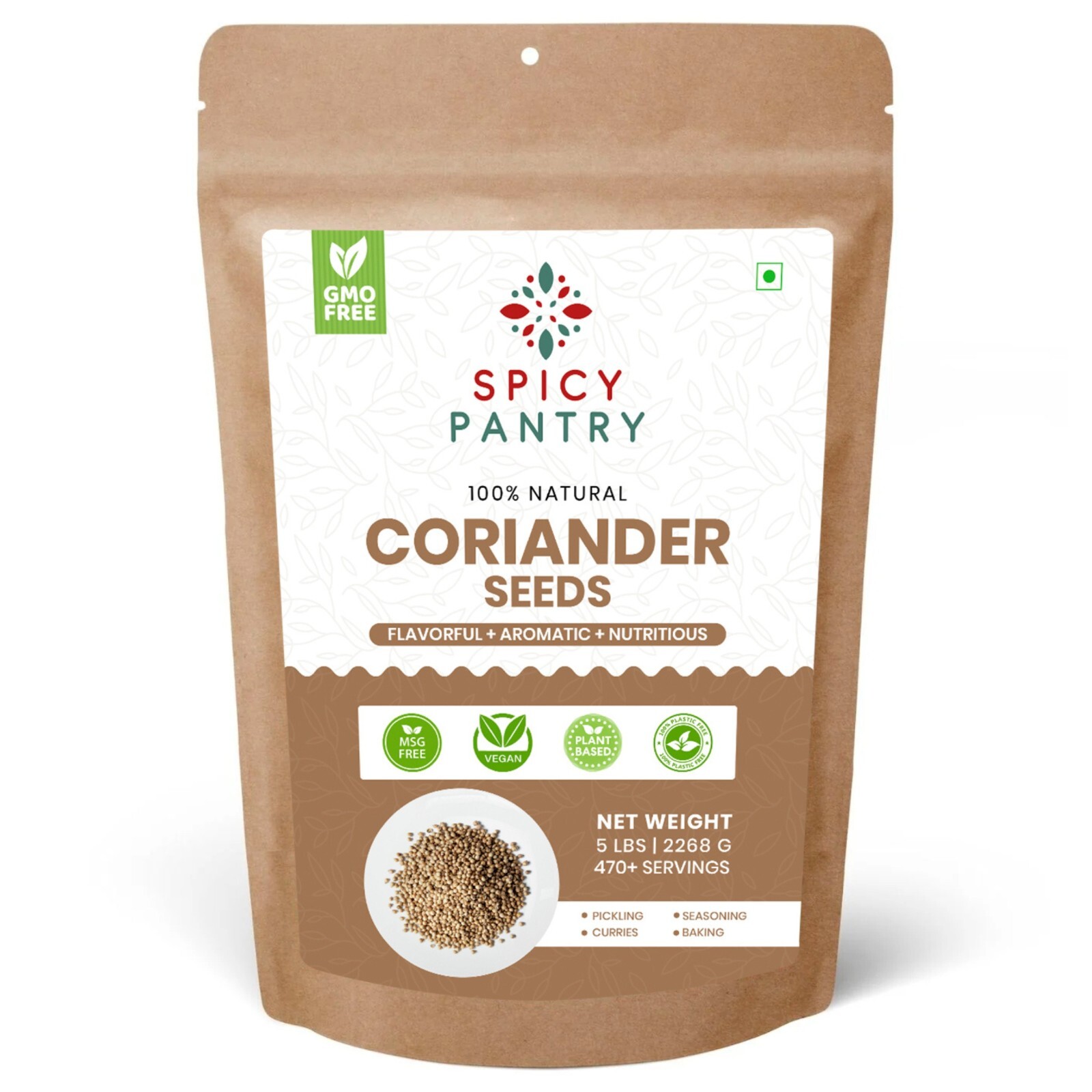 Coriander Seeds Whole – 100% Natural Spice for Cooking & Seasoning – 5 LBS