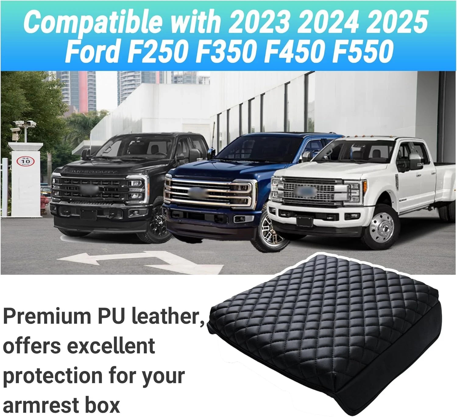 Center Console Armrest Cover Compatible with 2023, 2024-2025 Ford F250 F350 F450