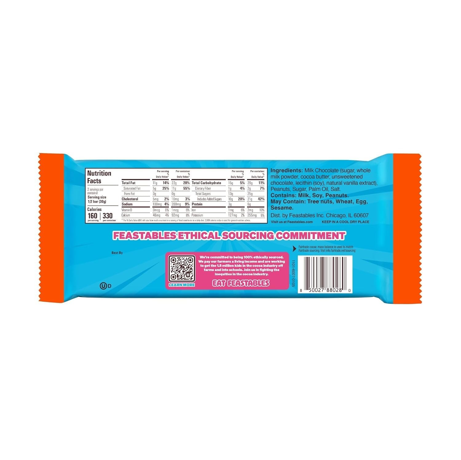 MrBeast Peanut Butter Milk Chocolate Bar, King Size, 10 Count | Fairtrade coc…