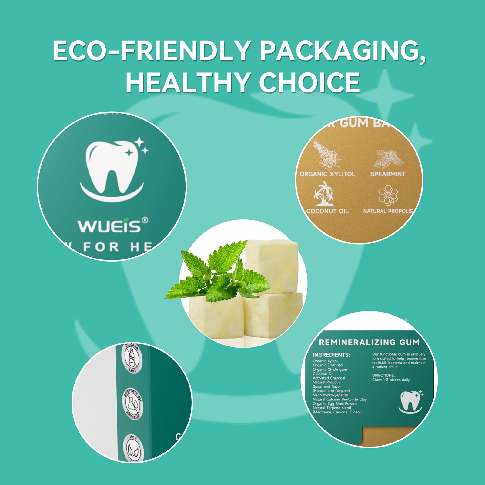 Remineralizing Chewing Gum Frankincense Mint 4-Pack 18 Sugar-Free Pieces