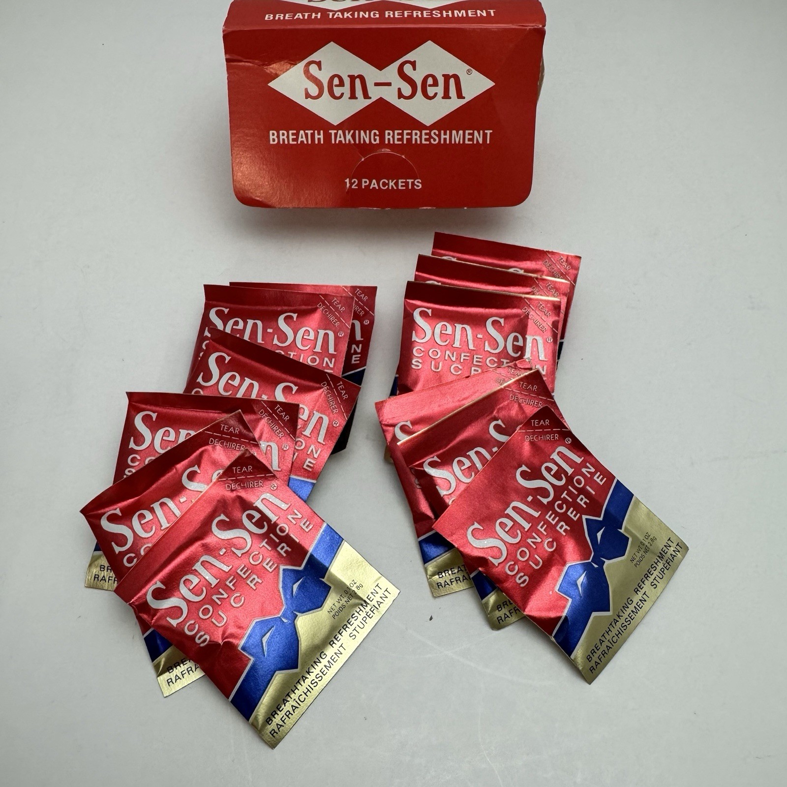 Vintage Sen-Sen Mint Licorice Breath Freshener 12-PACKETS 1-box -SEALED Packets