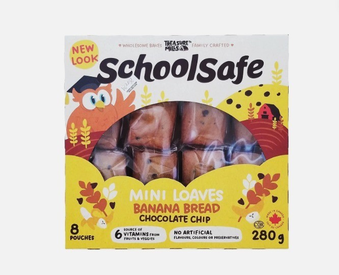 School Safe Chocolate Chip Banana Bread Bars – 8 Count – 280g – FREE SHIPPING