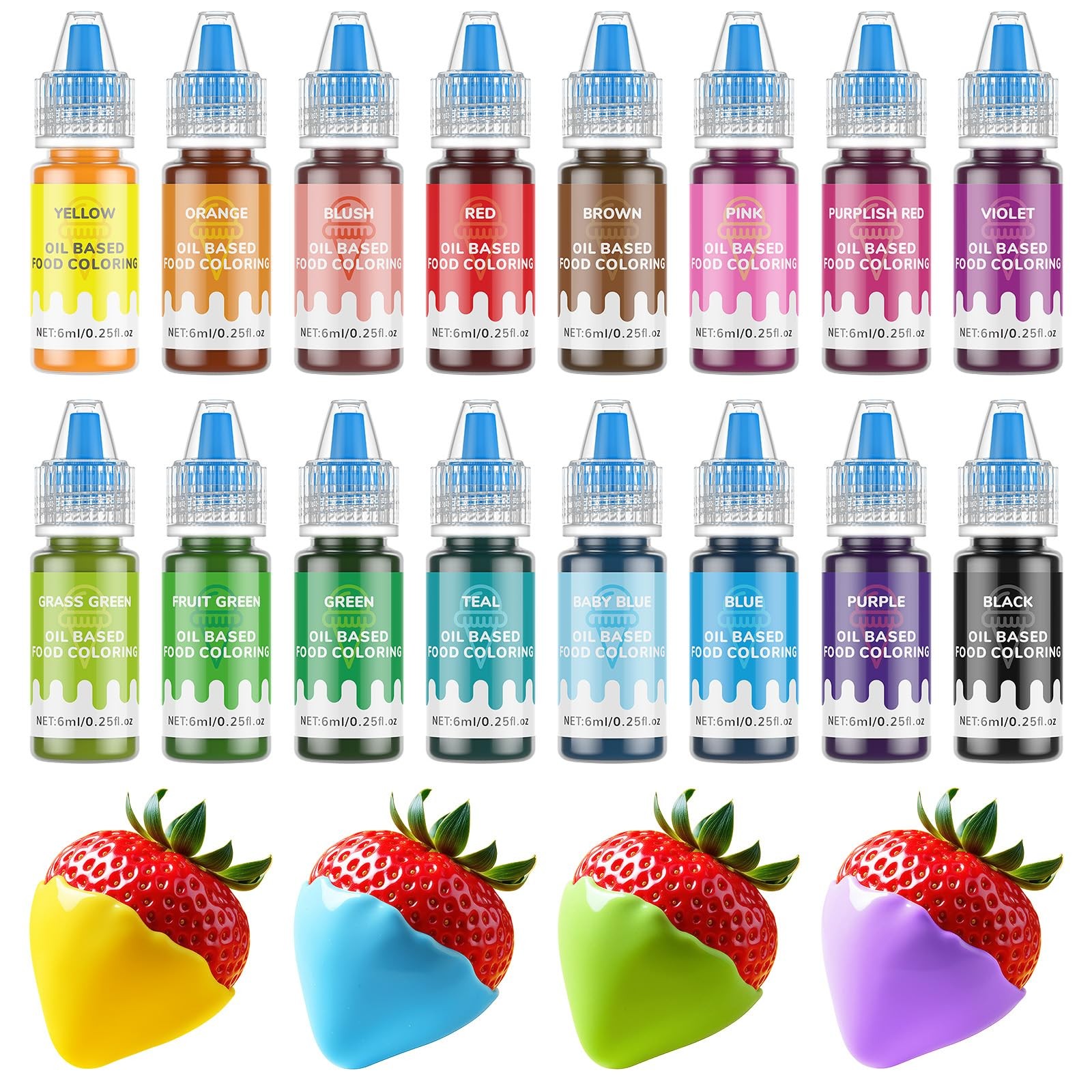 16 Oli colors, Red, Pink, Light Blue, Teal, Green, Grass Fruit Orange, Lemon…