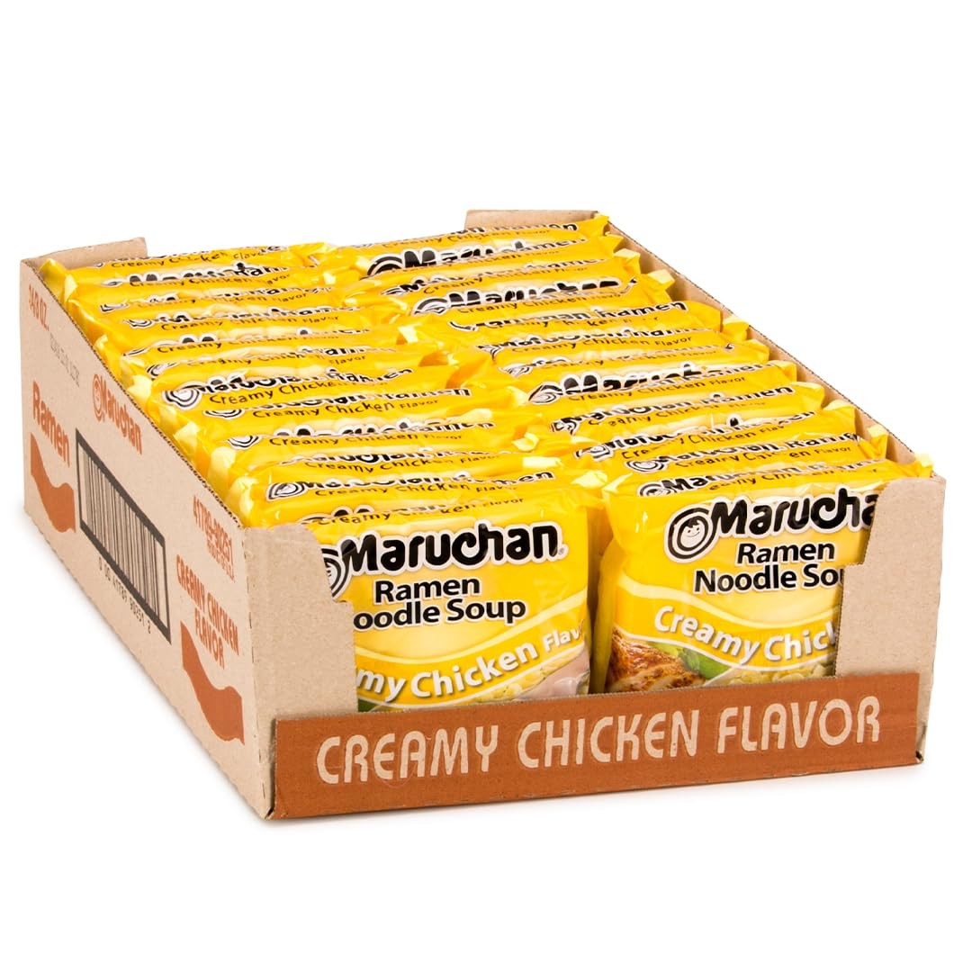 Maruchan Ramen Noodle Soup, Creamy Chicken Flavor – 3 Ounce (Pack of 24)