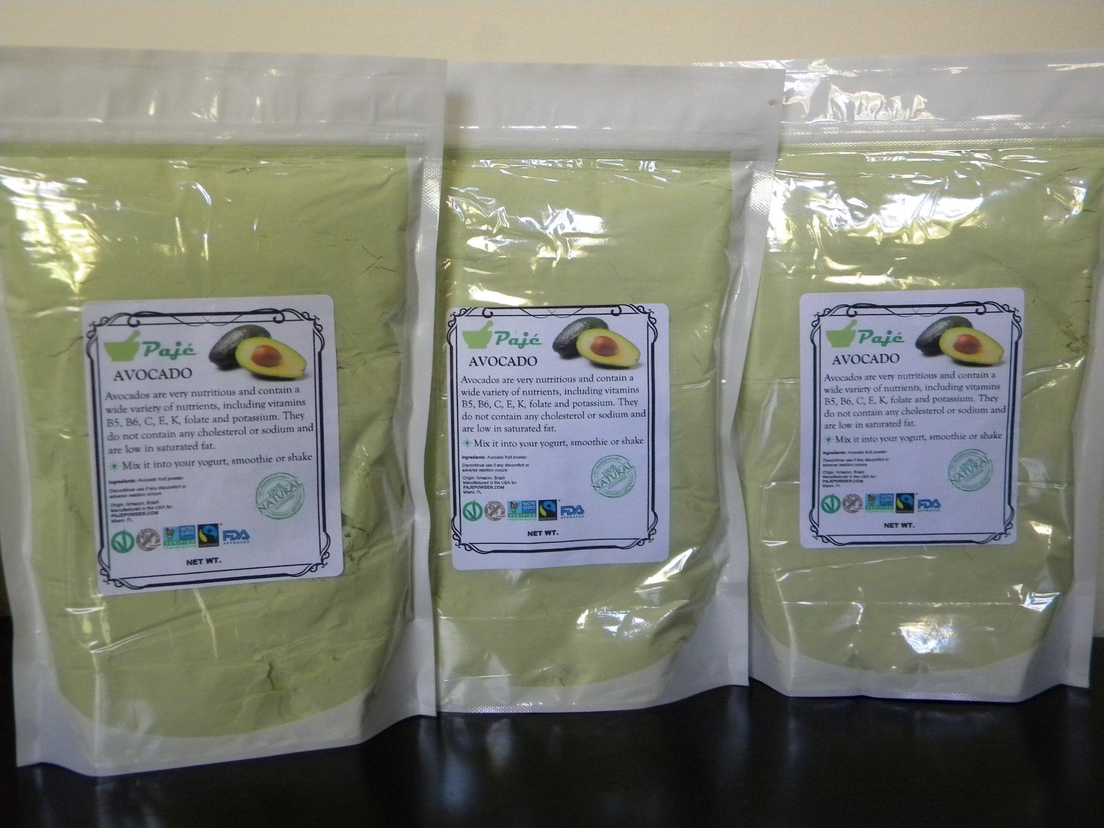 Avocado fruit freeze dry powder 32oz 2lb PAJE – vitamins B5, B6, C, E, K, folate