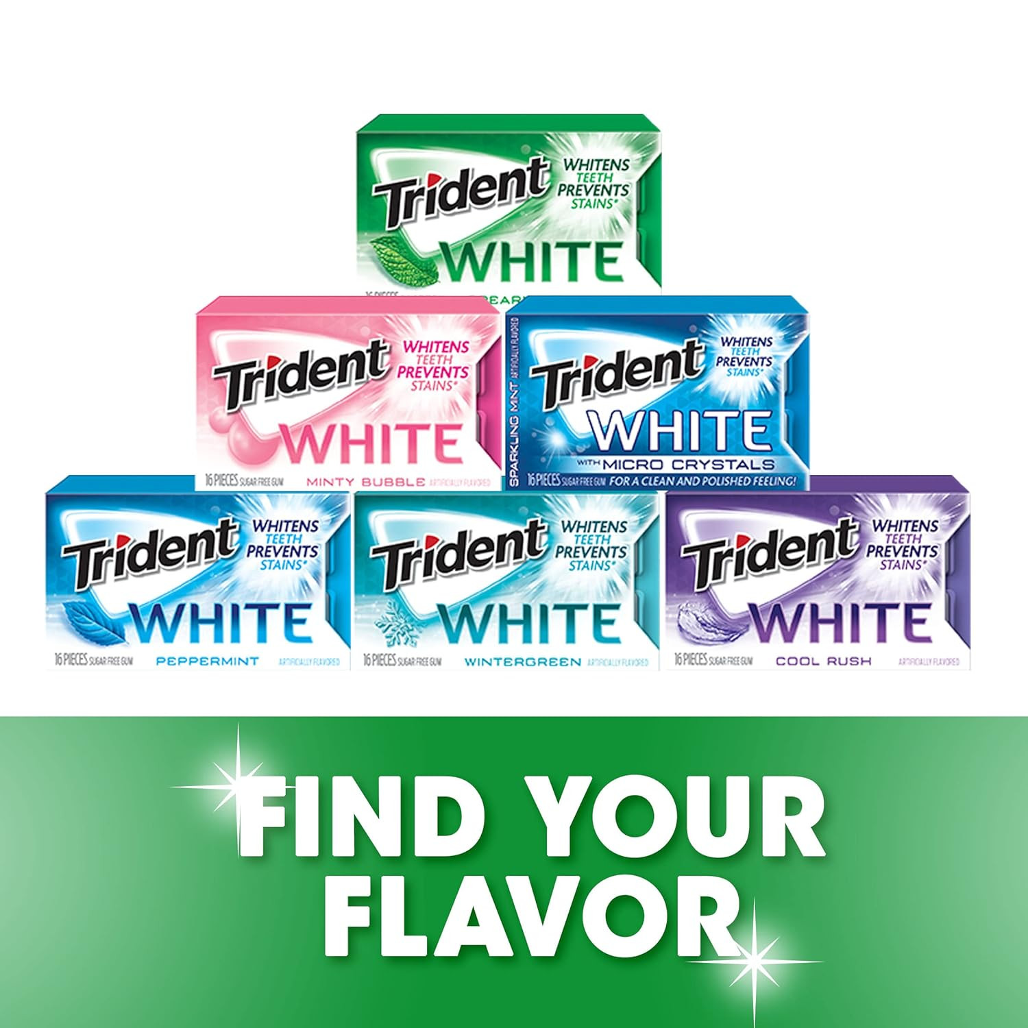 White Spearmint Sugar-Free Chewing Gum, 9 Pack of 16 Pieces (144 Total Pieces)