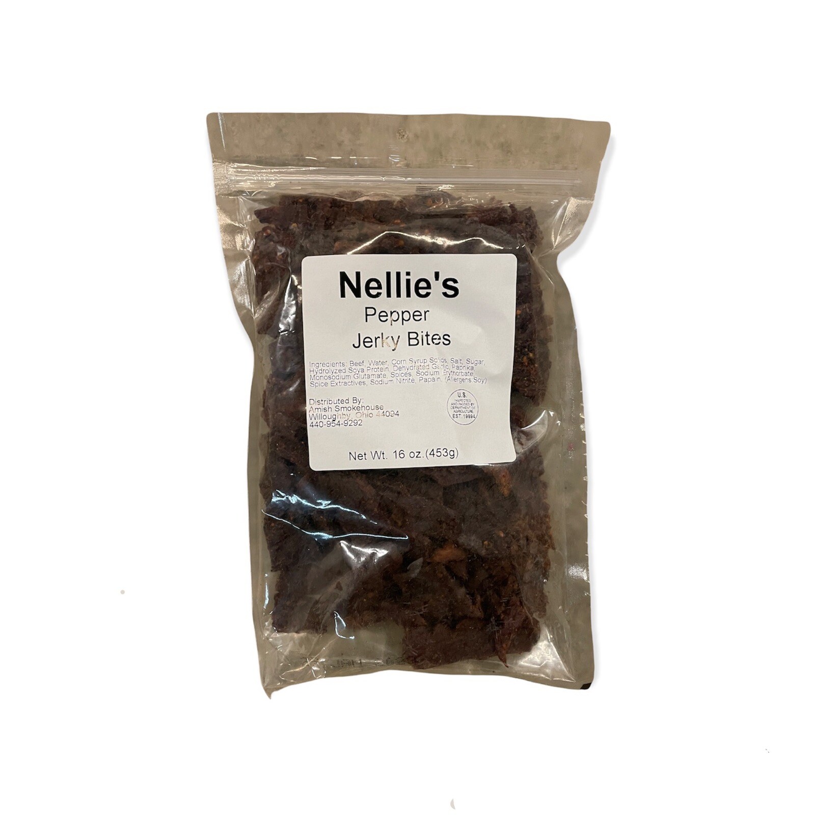 Nellie’s Beef Jerky Bites, 1 Pound Bulk Bag, Pepper