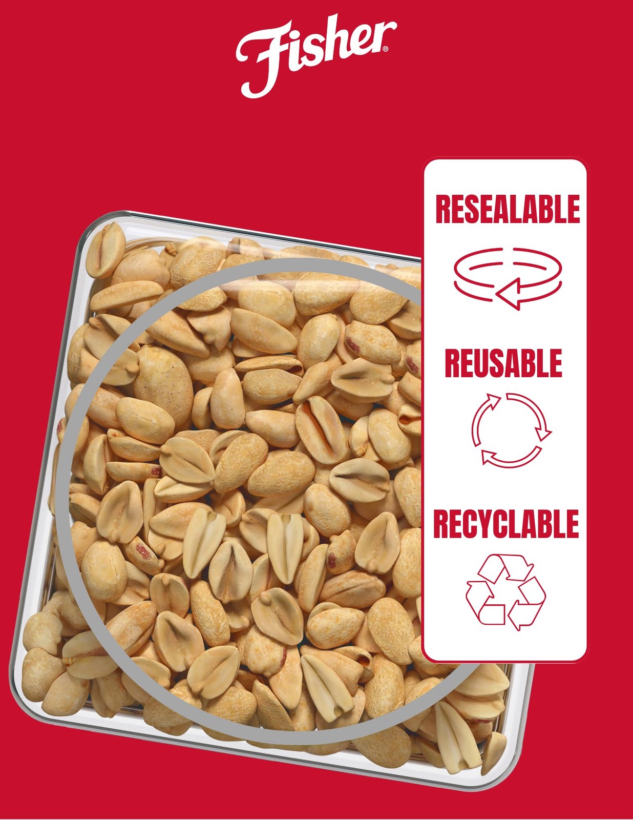 Fisher Snack Sea Salt Dry Roasted Peanuts, No Artificial Colors or Flavors, 36oz