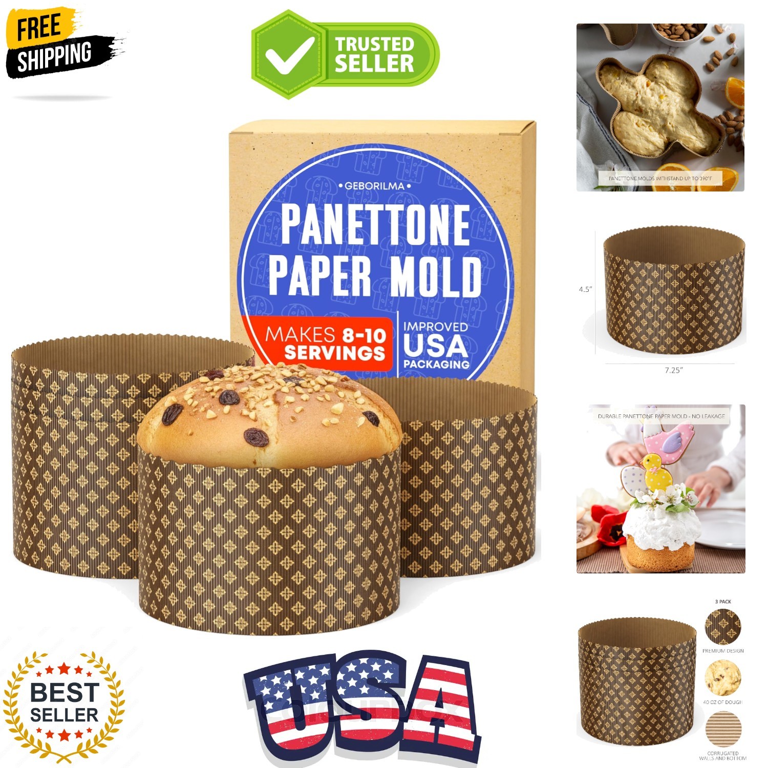 Durable Panettone Paper Mold Extra Large – 40 oz Disposable Panettone Pan for…