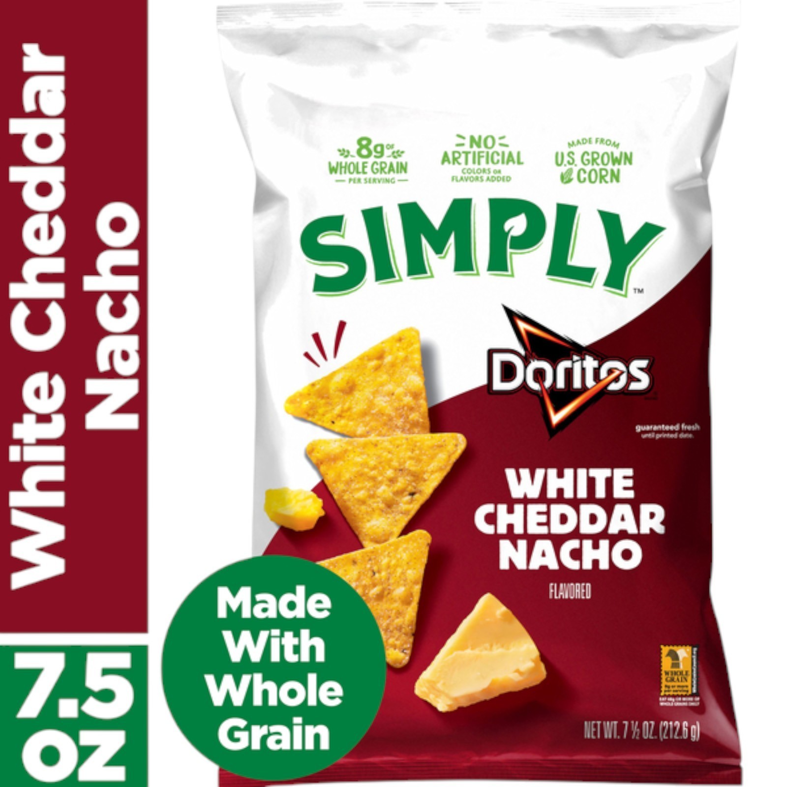 (3 Pack) Doritos Simply White Cheddar Nacho® Flavored Tortilla Chips 7oz Bag
