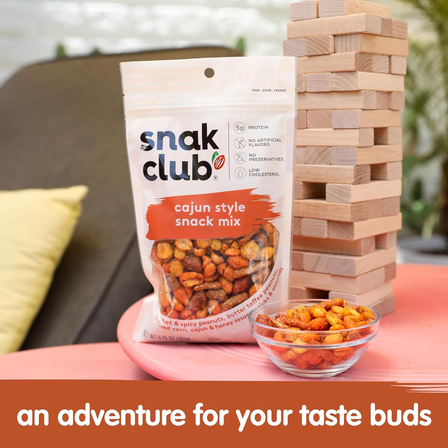Cajun Style Snack Mix with Hot and Spicy Peanuts, Butter Toffee Peanuts, Toasted