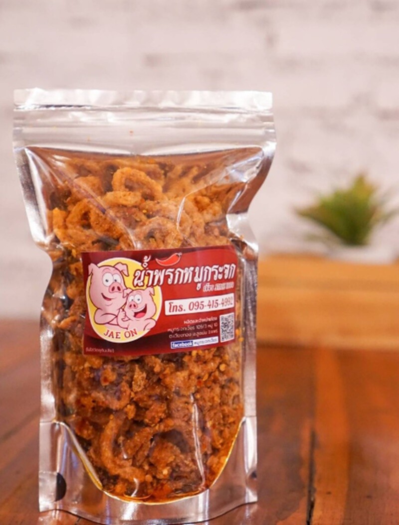 1x130g Thai Crispy Pork Snack Chili Onion Garlic Fried Spicy Savory Food Meal