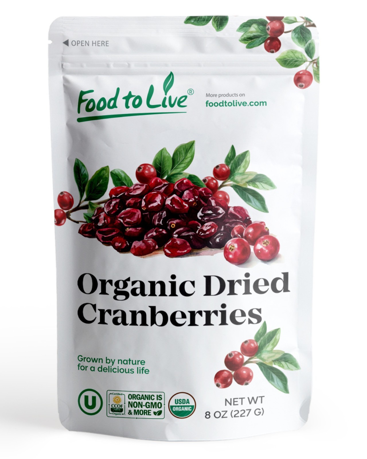 Organic Dried Cranberries – Non-GMO, Kosher, Raw, Vegan – by Food To Live